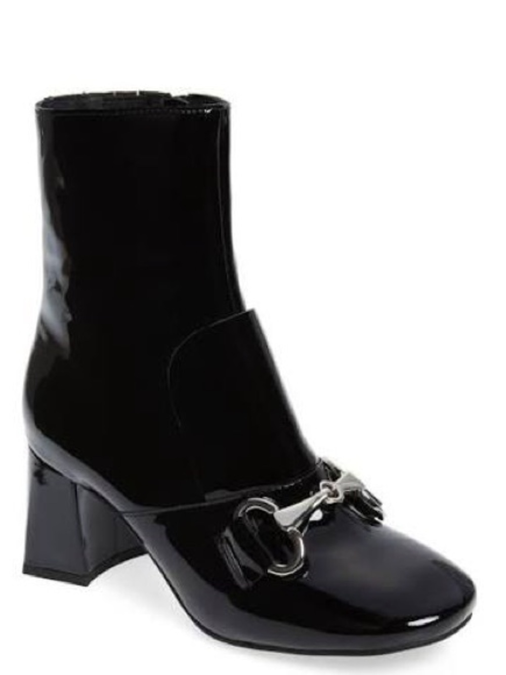 Jeffrey Campbell Denevue Patent Black Block Heel Booties NWOT